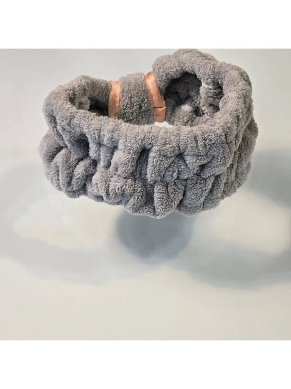 Gray Plush Terry Cloth Microfiber Headband Skin Care Makeup Hair Management Spa